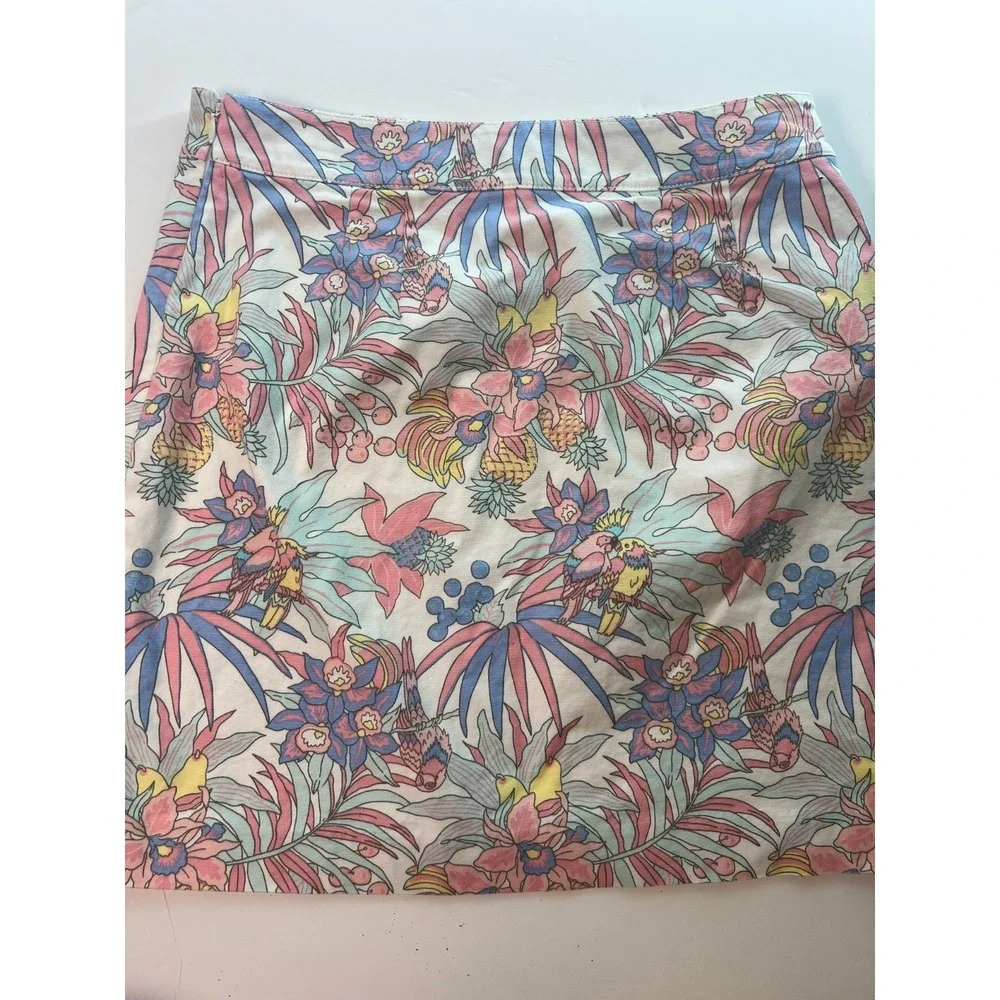 Talbots‎ Women's Skirt Sz 8 Multicolor Tropical Slit Back Zip Pencil W16 L19